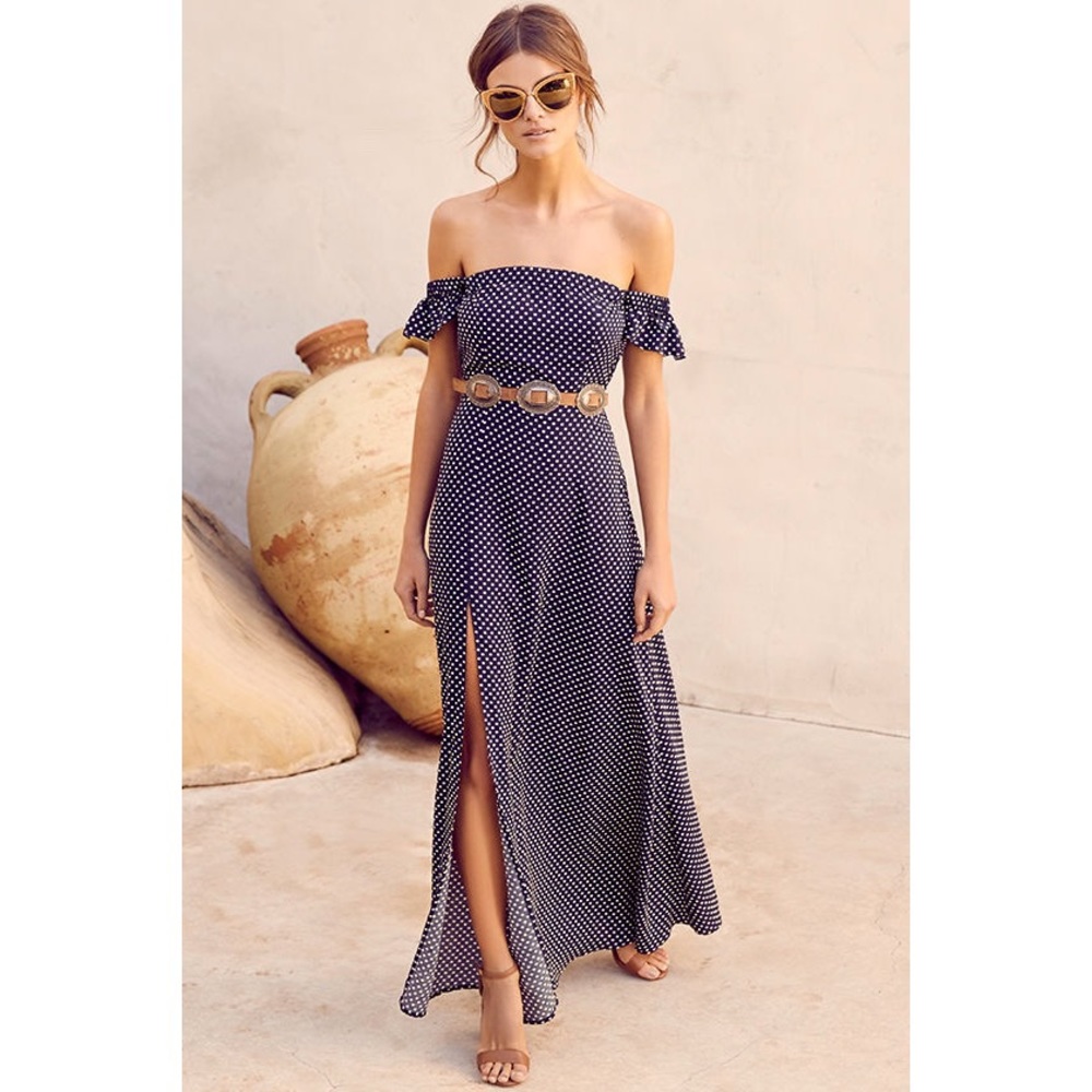 FLASH SALE🔥 Polka Dot Off The Shoulder Maxi Dress